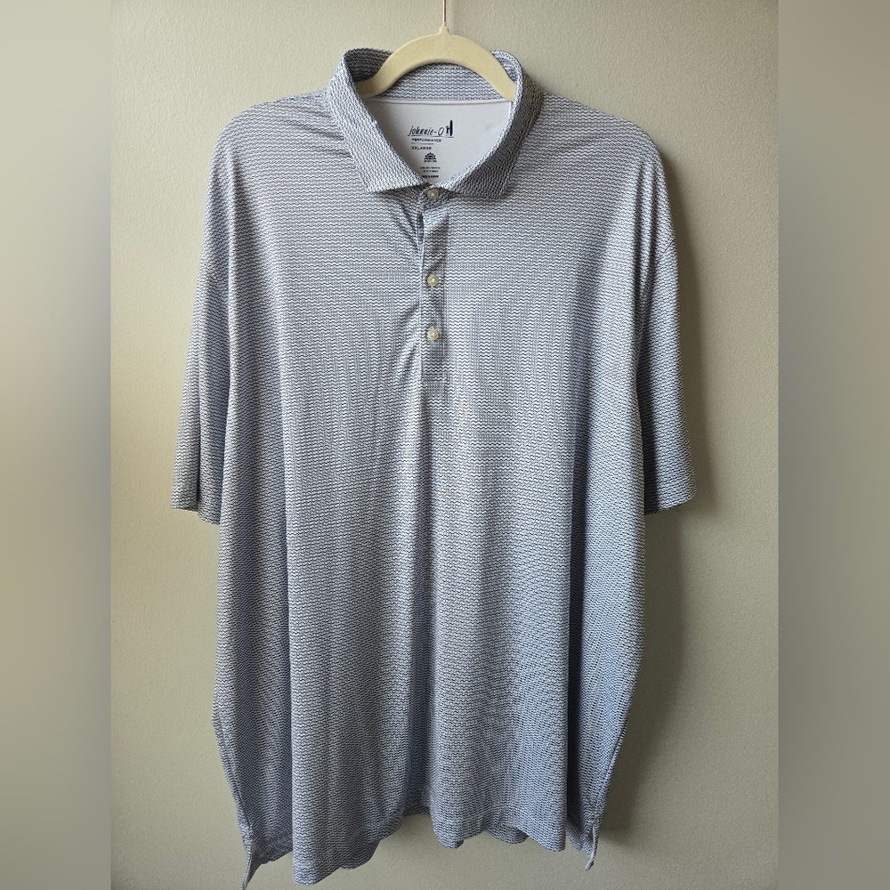 johnnie-O Textured Polo Shirt - Blue, Black and White